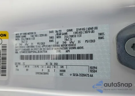 2022 Ford Bronco Base из США, поврежденный, VIN 1FMEE5BP5NLB36754